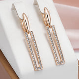14K Filled Gold Long AAA Zircon Diamonds Glossy Hollow Vintage Drop Earrings Jewellery