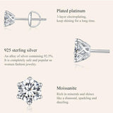 Solitaire Design 6 Prongs D Colour 14KGP Moissanite Diamonds Stud Earrings Sterling Silver Fine Jewellery for Women - The Jewellery Supermarket