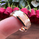 Popular Ring Beveled Polished Brushed 6/8mm Men Women Tungsten Wedding Rings