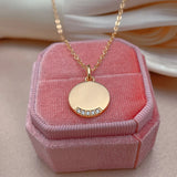 Glossy Coin Shape Simple Fashion 14K Filled Rose Gold AAA Zircon Diamonds Pendant Necklace - Fine Jewellery