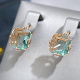 Gorgeous Big Square 14K Rolled Rose Gold Multicolour AAA Zircon Crystals Drop Earrings - Fashion Zircon Jewellery