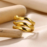 New In Stainless Steel 14K Gold Colour Rings For Women and Girls - Ideal Trendy Fashion Rings, Ideal Gifts - The Jewellery Supermarket