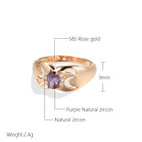 14K Rolled Gold Luxury Purple Oval AAA Zircon Diamonds Fine Jewellery Trendy Rings