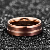 New Arrival Brown Plating + Rose Gold Middle Groove Angle Tungsten Carbide Comfort Fit Men's Ring - The Jewellery Supermarket