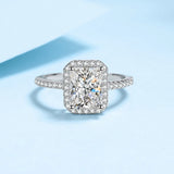 Awesome 1ct 2ct Emerald Radiant Cut VVS1 D Colour Moissanite Diamond Silver Ring