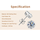 Sparkling 6.5MM 1CT Moissanite Diamonds Silver Square Shape Unisex Stud Earrings