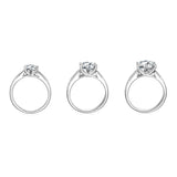 Classic GRA Certified 2CT 3CT Moissanite S925 Silver White Gold Plated Wedding Ring