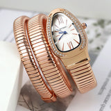 Luxury Fashion Unique Snake Shape Women's Watches - Zircon Diamonds Bling Gold Luxury Quartz Ladies Watches