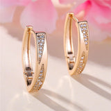 Latest Fashion Charming Filled 14K Rose Gold AAA Zircon Diamonds Hoop Earrings - Fine Jewellery For Women