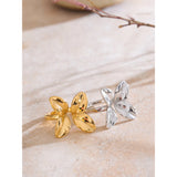 18K Gold Plated Popular Smooth Stainless Steel Flower Adjustable Charm Fashion Ring