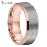 Multicolours Beveled Brushed 6m/8mm Classic Tungsten Wedding Rings for Men Women