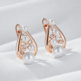 14 Karat Rolled Gold New Unique Pearls AAA Zircon Diamonds Daily Fine Earrings for Women