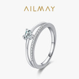 Elegant Dazzling Heart AAAA Lab Created Diamond 925 Sterling Silver Ring