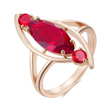 14K Rolled Gold Red Brown AAA Zircon Crystal Rhombus Rings For Women Elegant Jewellery