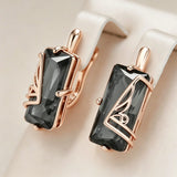 14 Karat Gold Filled Square Grey AAA Zircon Crystal Long Drop Luxury Earrings For Women