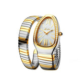 New Classic Top Brand Bling Zircon Diamonds Snake Shape Gold Silver Colour Scaleable Bracelet Ladies Quartz Watches