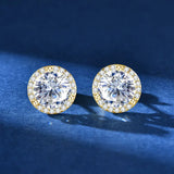 Sparkling 0.5-1-2 Carat Moissanite Diamonds Unisex Silver Stud Earrings