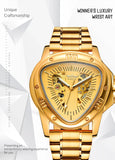 New Original Triangle Skeleton Automatic Mechanical Sport Stainless Steel High End Luxury Men Gold Tone Watches