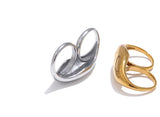 18K Gold Plated Stainless Steel Metal Double Finger Geometric Personality Exaggerated Ring
