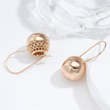 14 Karat Rolled Gold Big Glossy Ball Drop Simple Trendy Dangle One Touch Earrings