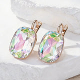 14 Karat Rolled Gold Square Gradient Colorful AAA Zircon Crystal Drop Earrings