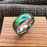 Multicolor Abalone Shell Inlay Domed Polished 4/6/8MM Men Women Tungsten Rings