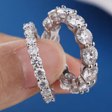 Popular Full Moissanite Eternity Engagement Wedding Rings for Women 925 Sterling Silver White Gold Plated Fine Rings