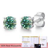 Real 0.1-3CT Moissanite Diamond Stud Earrings Silver Platinum Plated  Fine Jewelry