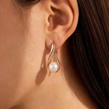14 Karat Rolled Gold Vintage Elegant Pearl Drop Earrings For Women Bride Wedding Jewellery
