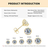 Solitaire 0.1/0.3/0.5/1/2CT D Moissanite Stud Earrings for Men Women