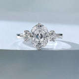 Exquisite GRA Certified 2CT Oval Cut Moissanite Diamonds Engagement Wedding Ladies Rings 925 Silver Fine Jewellery