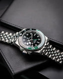 Popular Luxury Brand Left Crown Men Mechanical Wristwatches 100M Waterproof Sapphire Glass PD-1662 GMT Watch for Men