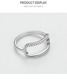 Simple Line Rectangle 925 Sterling Silver Clear AAAA Lab Created Diamonds Ring