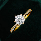 GRA Certified 6.5mm Moissanite Diamond Solitaire Ring 18K Gold Plated Silver 6 Claws Wedding Fine Jewellery Ring