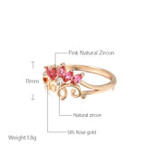 New Fashion 14K Filled Rose Gold Hollow Flower Pink Natural AAA Zircon Crystals - Ethnic Bridal Vintage Jewellery