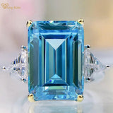 Super 18K WGP Emerald Cut High Quality AAAAA High Carbon Aquamarine Gemstone Rings For Women -- Fine Jewellery - The Jewellery Supermarket