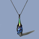 Elegant Dream AAA Zircon Diamonds Handmade Enamel Blue Lotus Ethnic Necklace