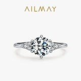 Luxury Six Claw Silver Round Cut Dazzling AAAA Lab Created Diamond Ring