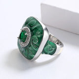Fashion Green Handmade Enamel AAA Zircon Crystals Domineering Unique Ring