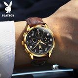 Famous Brand Luxury Multifunction Original Leather Strap Waterproof Quartz Casual Fashion Business Watches for Men