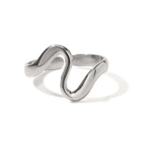 18K Plated Stainless Steel Minimalist Irregular Curve Geometric Curved Ring