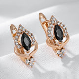 Vintage Design 14K Rolled Rose GoldBlack AAA Zircon Crystals Earrings For Women  - Luxury Ethnic Jewellery