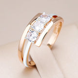 14 Karat Filled Gold Luxury Three Big White AAA Zircon Diamonds Gold Silver Colour Mix Rings