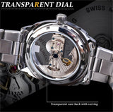 New Transparent Automatic Mechanical Watches - Stainless Steel Strap Vintage Skeleton Luminous Watches - The Jewellery Supermarket