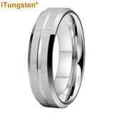 New Grooved Brushed Beveled Finish Classic Tungsten Carbide Rings for Men Women