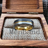 Offset Grooved Brushed Finish 6/8MM Men Women Tungsten Carbide Wedding Rings