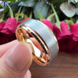 New Multicolor 6MM 8MM Step Beveled Brushed Tungsten Wedding Engagement Ring Gift Jewellery For Men and Women - The Jewellery Supermarket