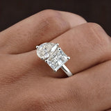 New Design 2-5 Carat Pear and Emerald Cut VVS1 D Colour Moissanite Diamonds Ring