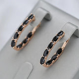 Hot Style Black or White 14K Rolled Rose Gold AAA Zircon Crystals Long Drop Earrings - Luxury Fashion Jewellery