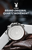 PLAYBOY Top Brand  New Original Fashion High Quality Silicone Strap Multifunction Quartz Watch for Men
